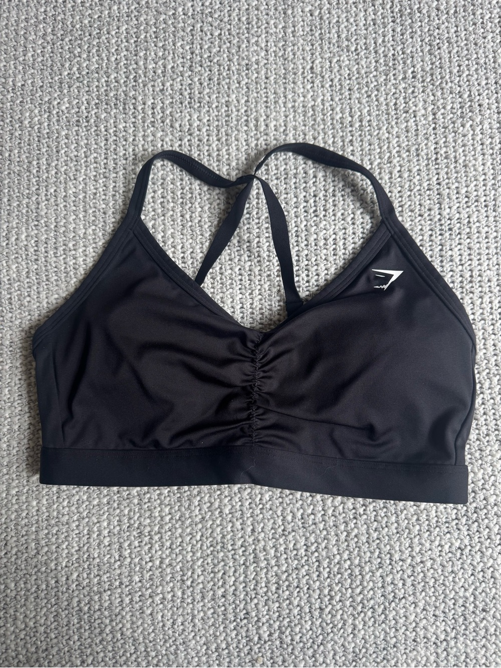 Gymshark Black Ruched Cross-Back Sports Bralette